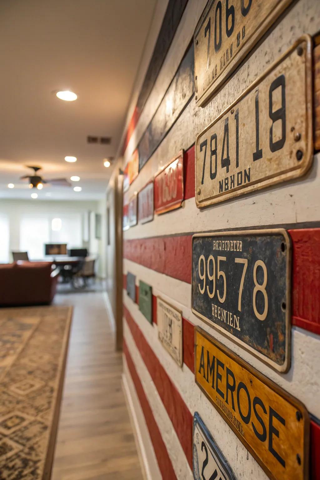 Any wall is given a vibrant touch by registration plate stripes.