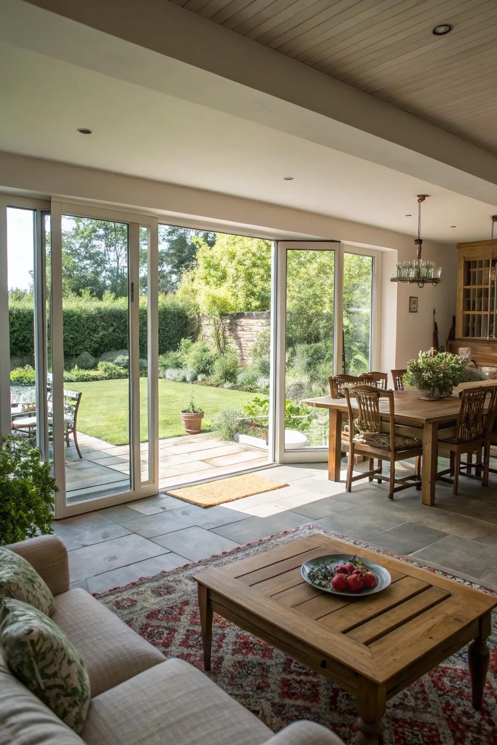 A seamless interior-exterior flow amplifies openness and connectivity.