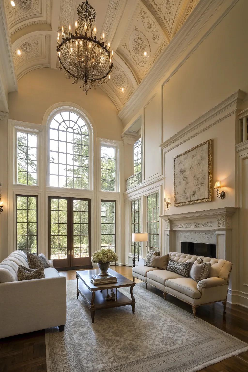A lounge layout that accentuates architectural features.
