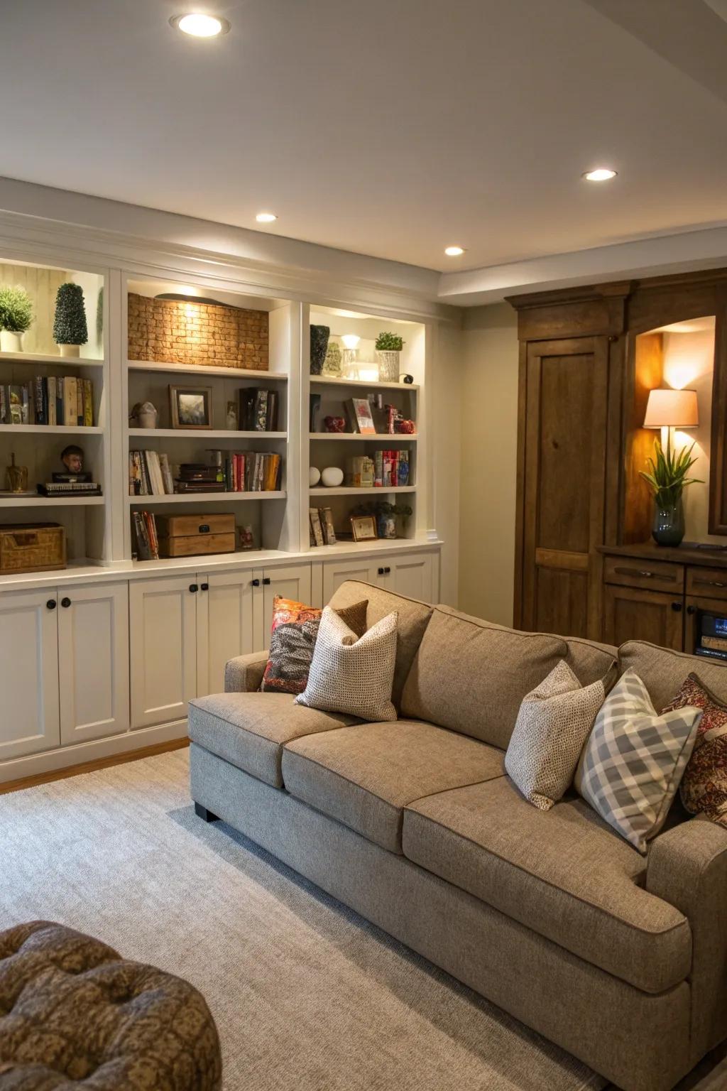 Maximize space with built-in storage around your sectional.