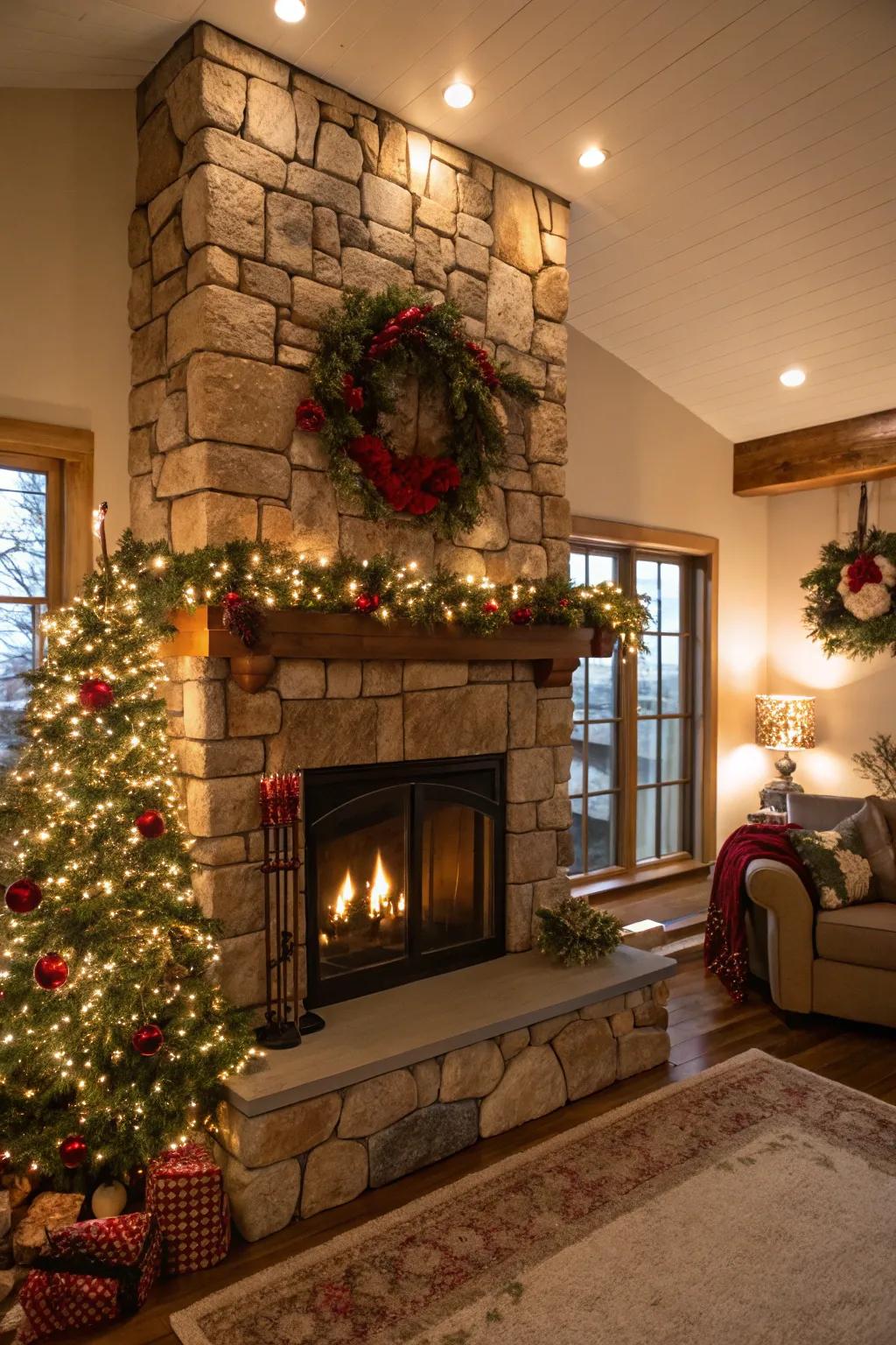 Seasonal decor can turn your fireplace into a festive focal point.