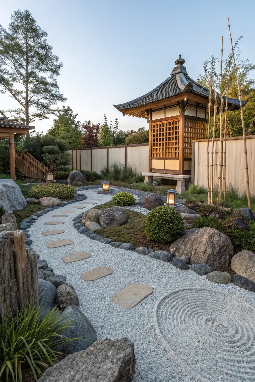 Japanese styles make a rock garden feel peaceful.