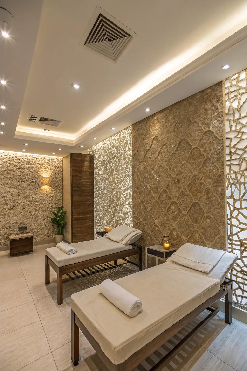 Textured walls introduce charm and depth.