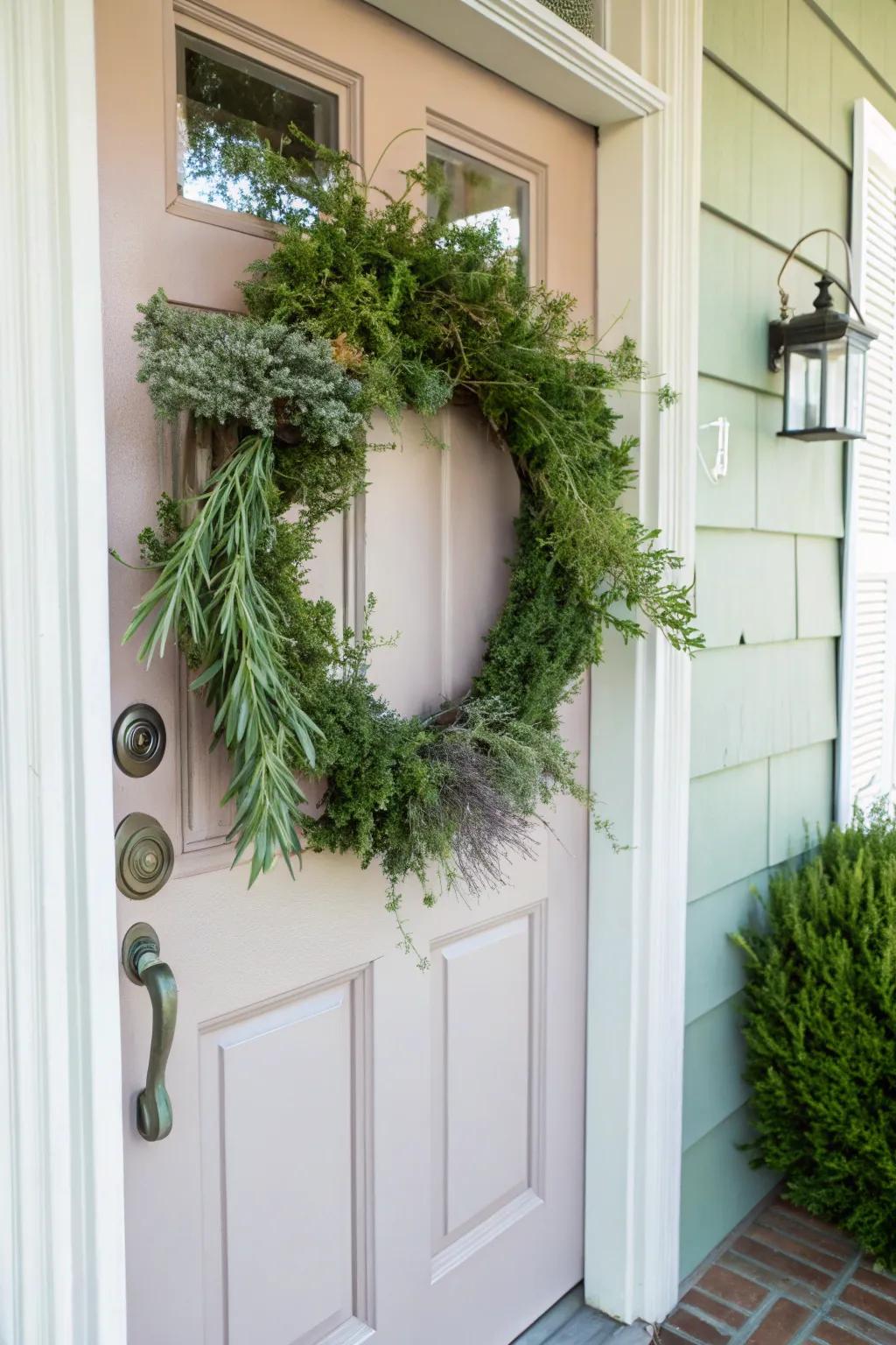 An herb wreath infuses aroma and freshness into your decoration.