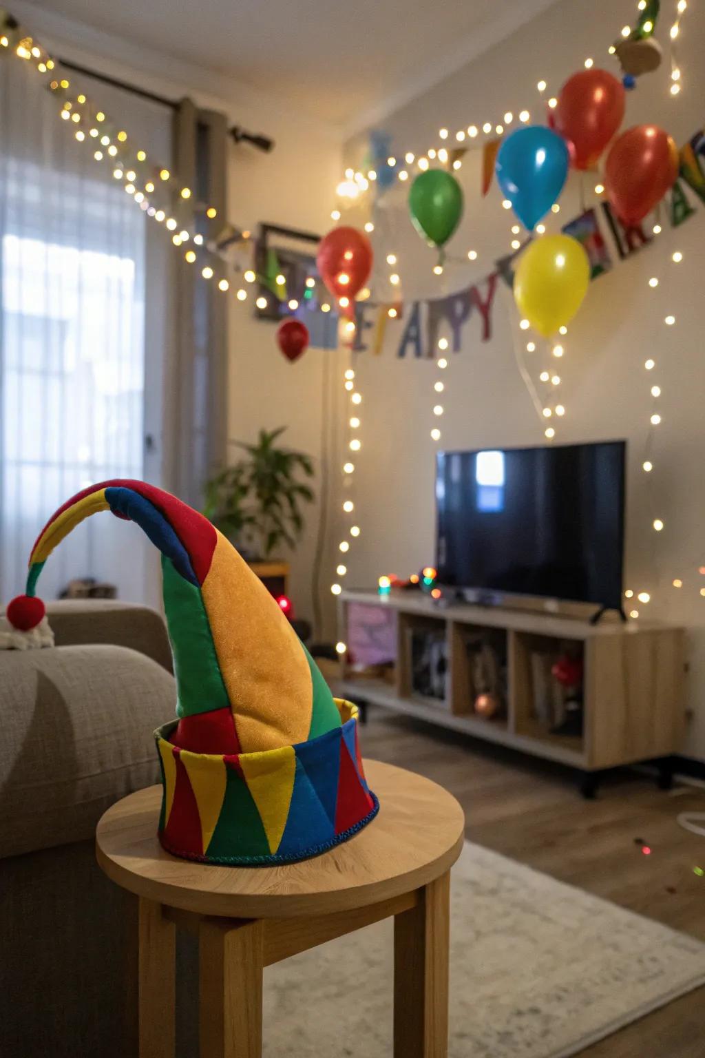 Introduce whimsy with flamboyant fool caps.