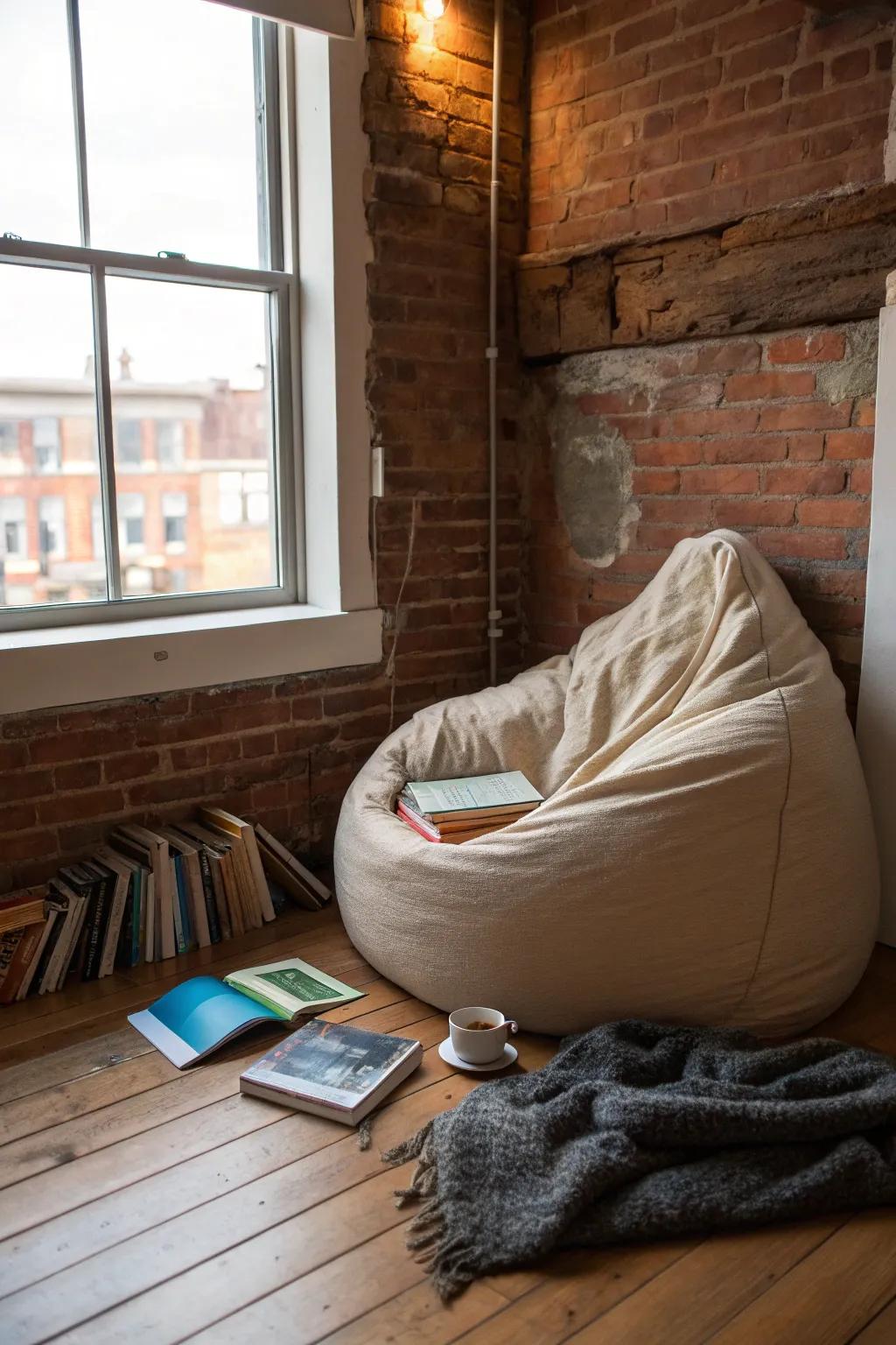 Enjoy laid-back comfort using a versatile and comfortable bean bag.
