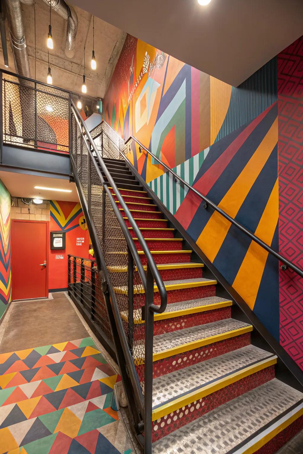 Vivid contrasts infuse character into your stairway.