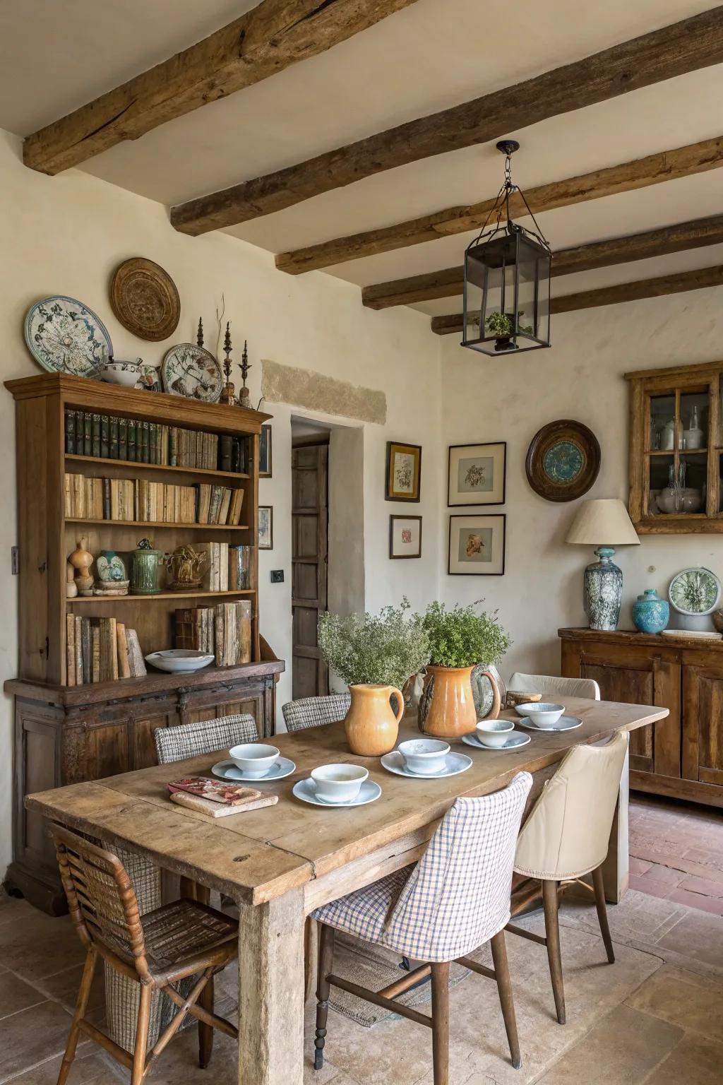 Vintage decor contributes history and character to the space.
