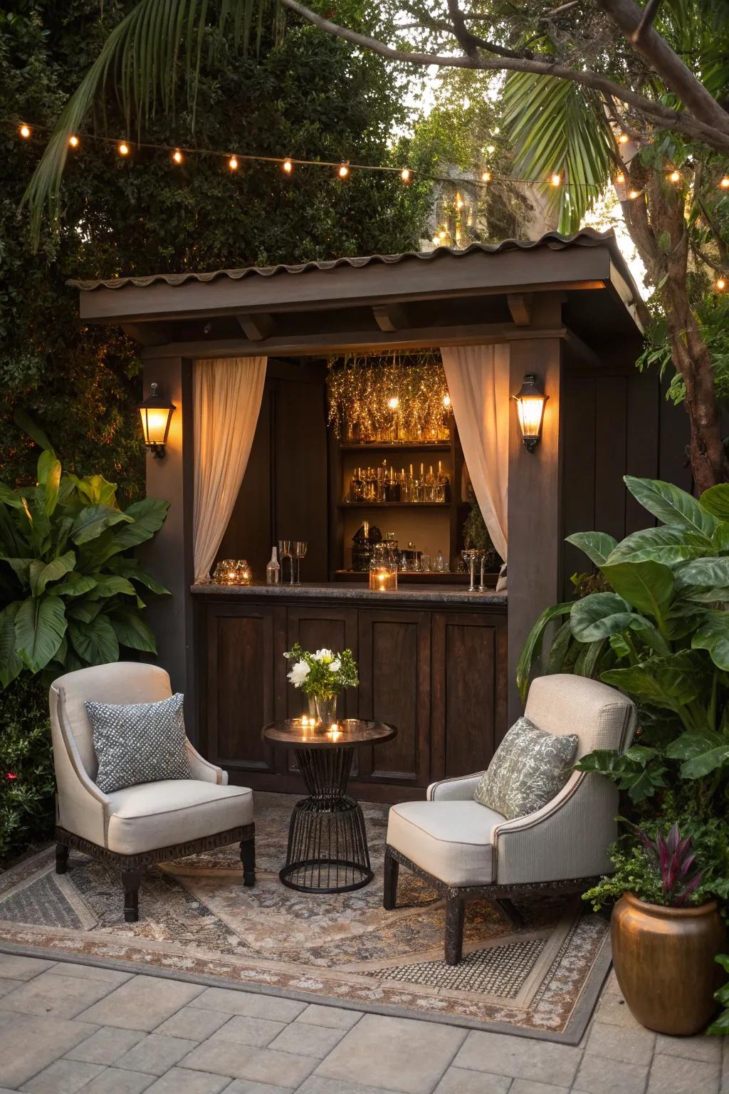 A customized bar nook turns any corner into a personal oasis.