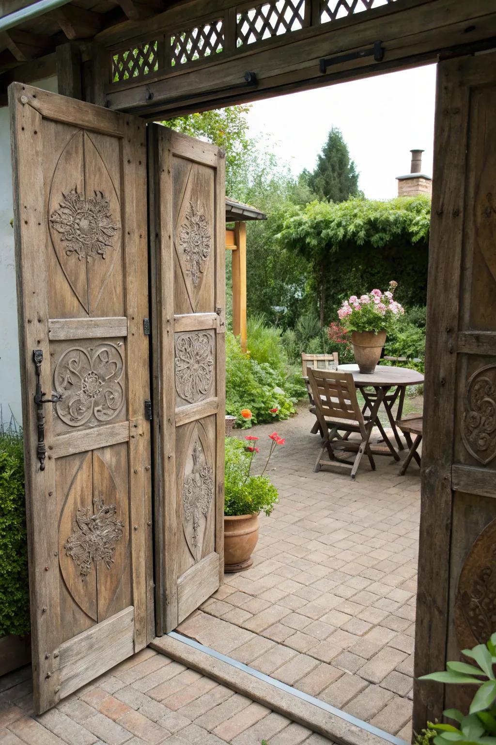 Country barn doors for a cozy, welcoming touch.