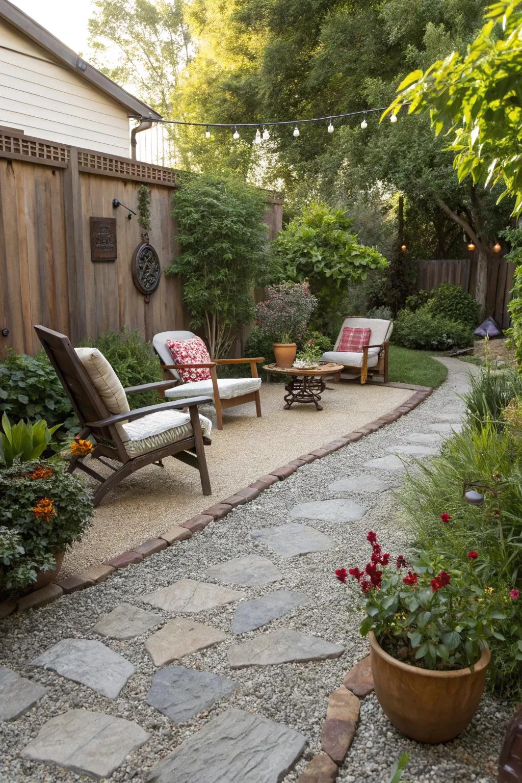 Gravel offers a versatile and casual patio setting.