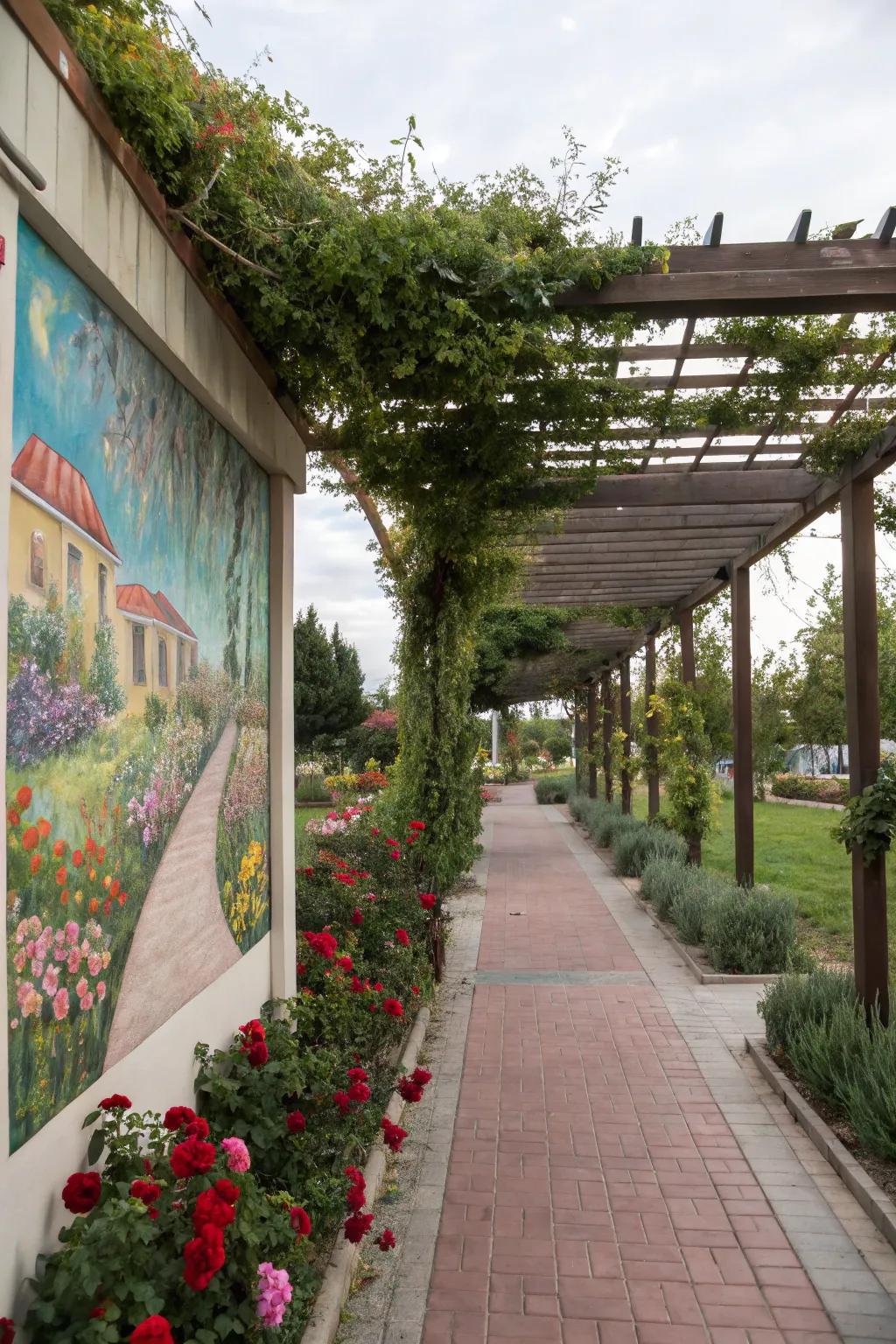 An artistic mural adds a personal touch to your arbor.