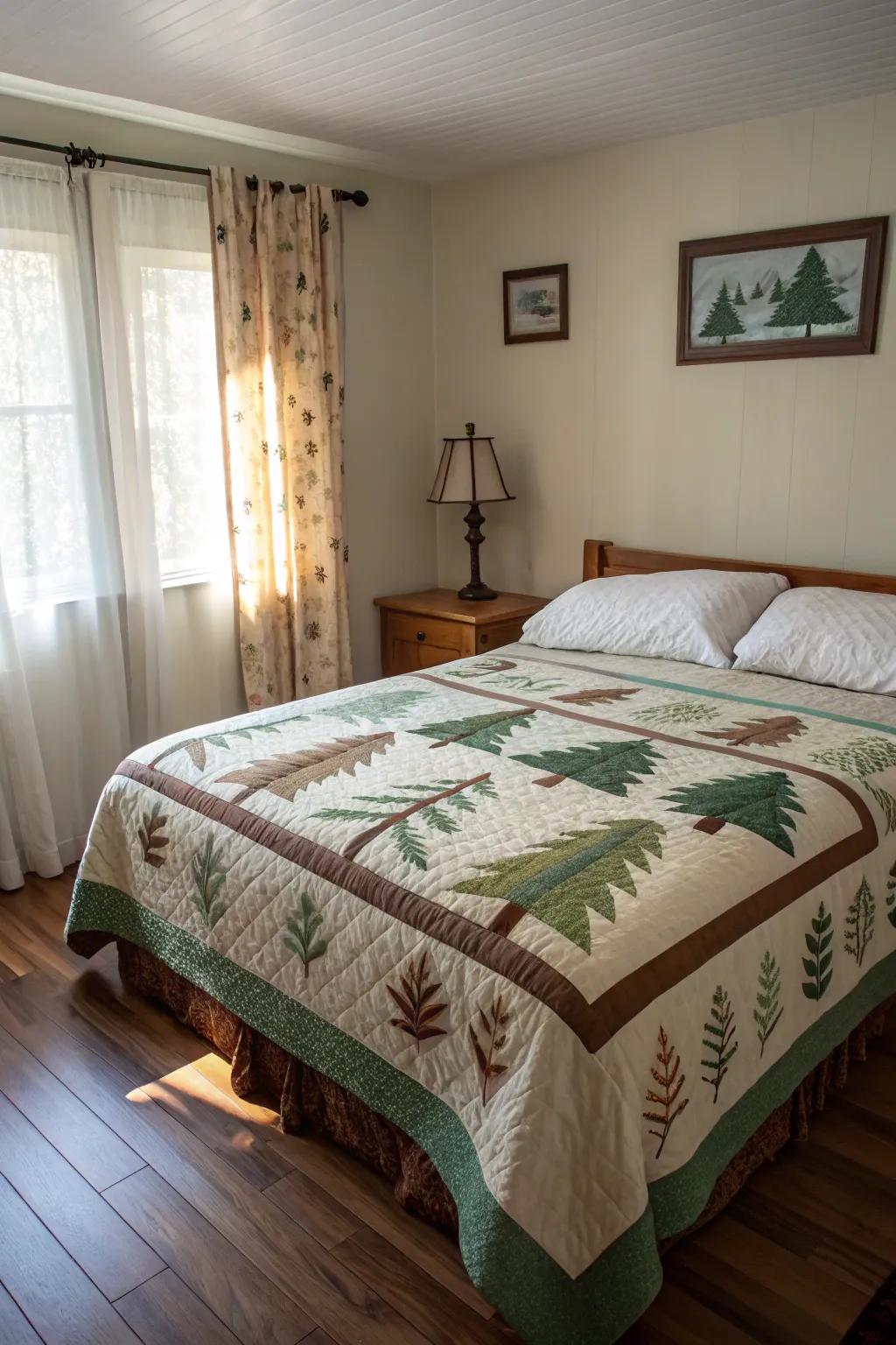 Nature-stimulated quilts bring a calming and serene vibe to any space.