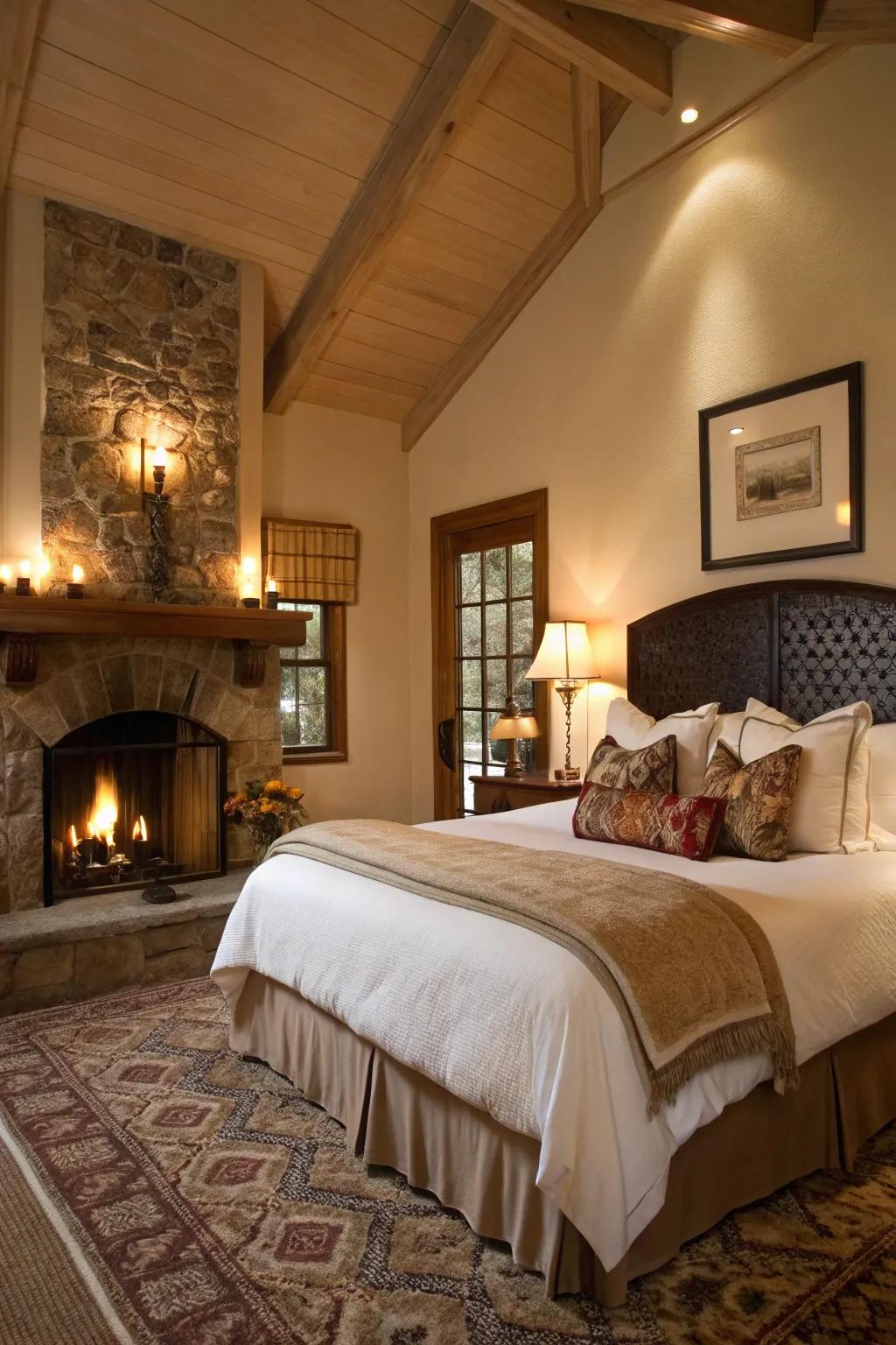 A fireplace adds warmth and serves as a beautiful focal point.