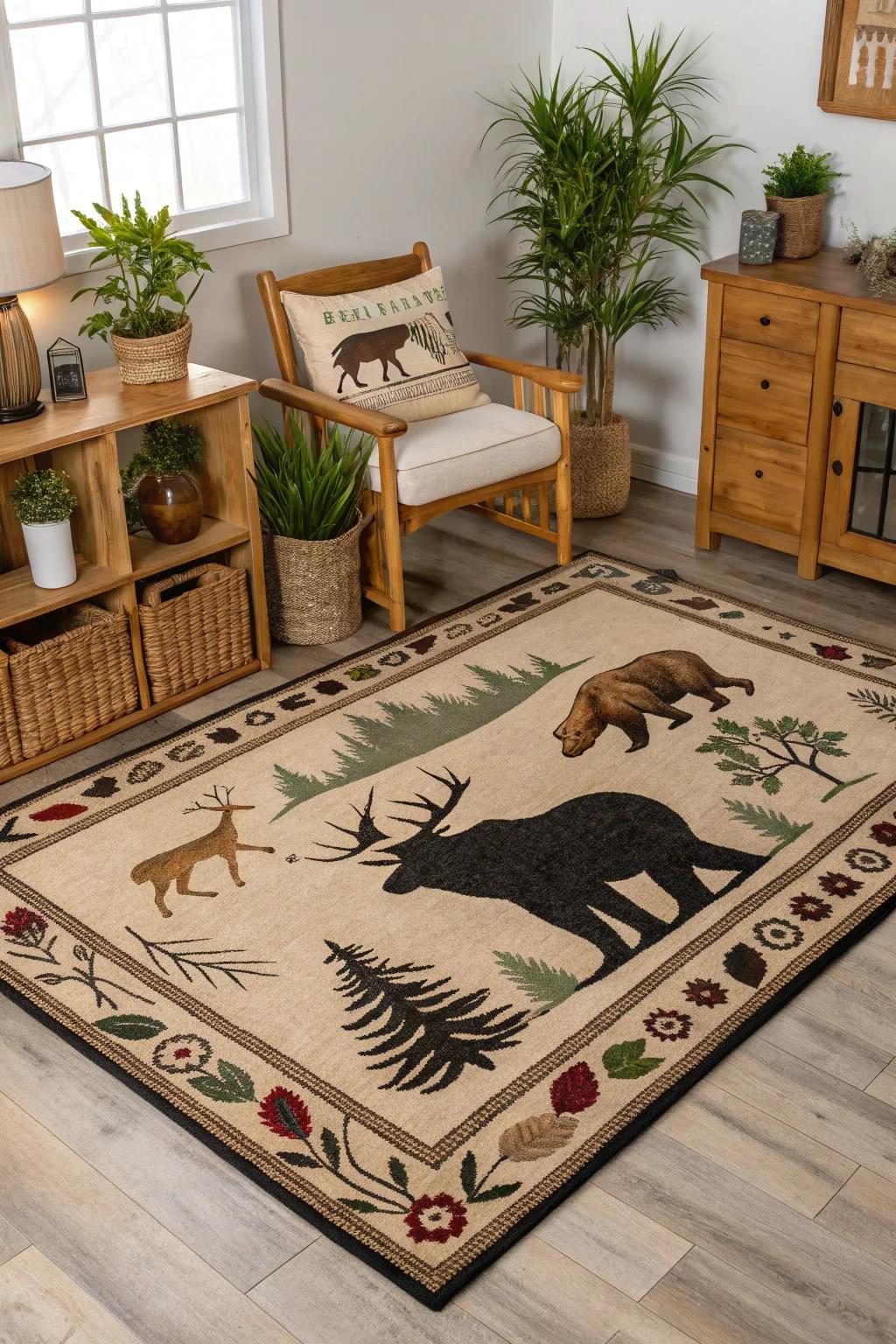Wildlife motif rugs add warmth and adventure to your floors.