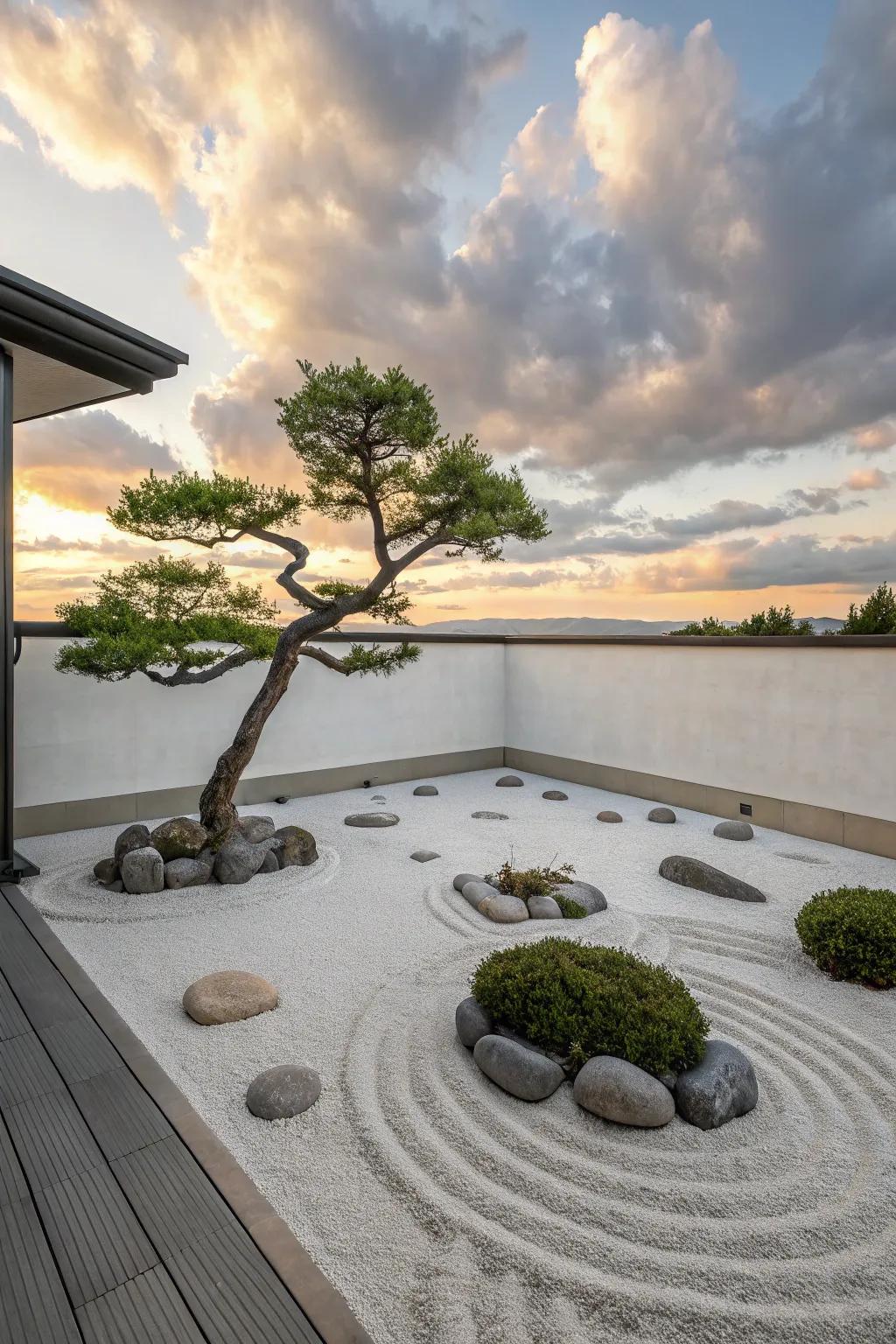 A peaceful and calming Zen garden perfect for relaxation.