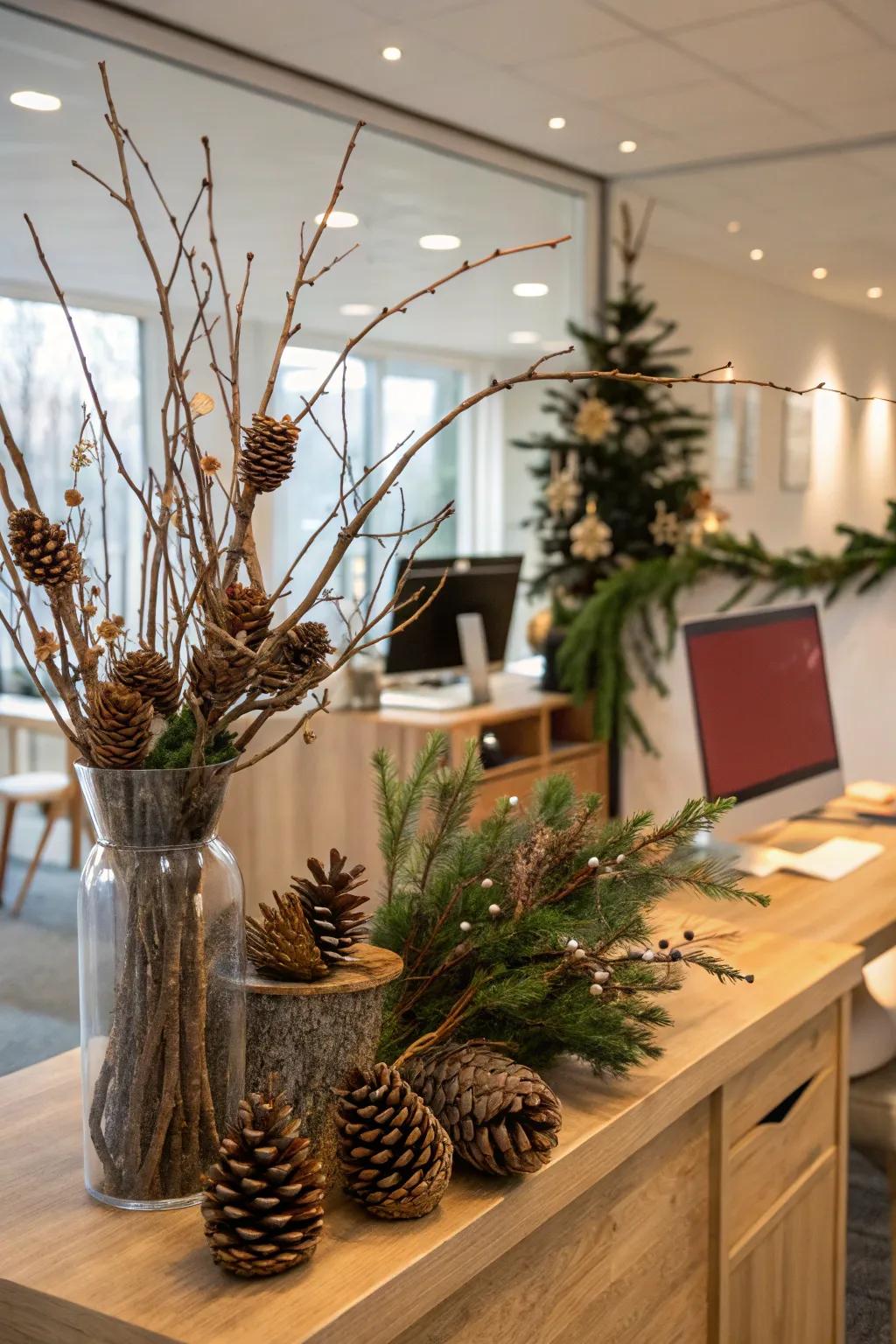 Landscape-inspired decor brings an earthy touch to the festive spirit.