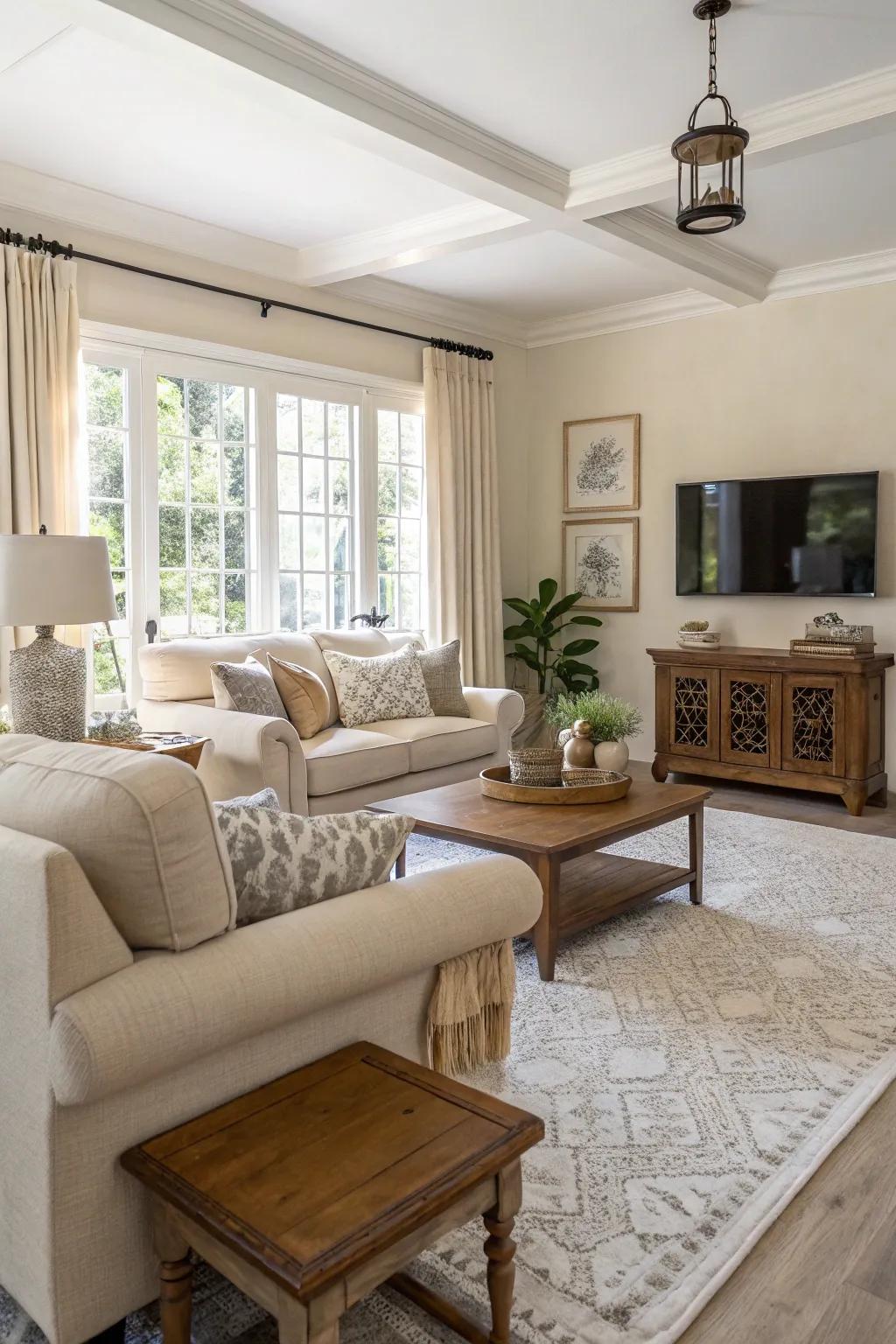 Furniture with exposed legs enhances the sense of openness.