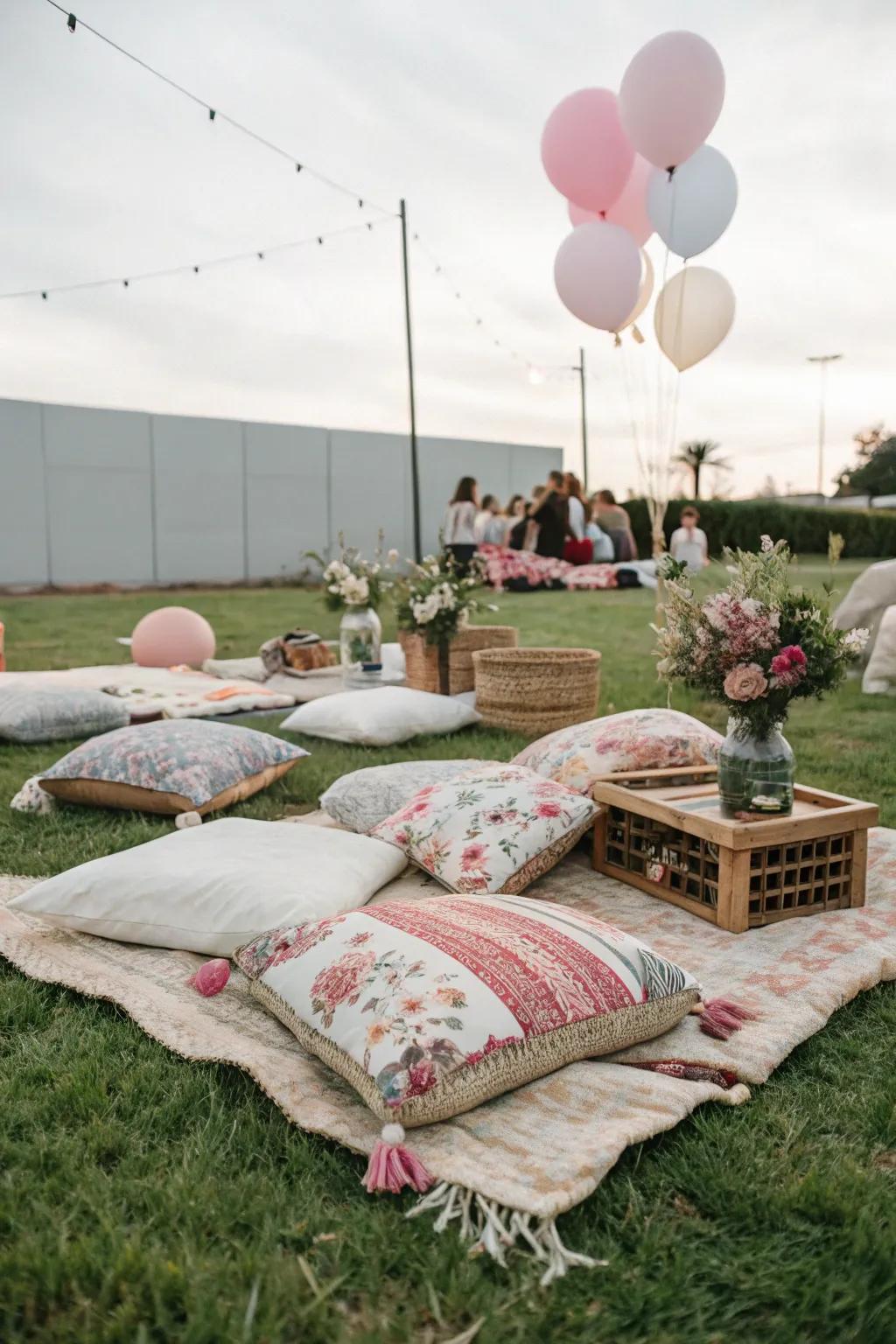 A snug picnic arrangement delivers relaxation and charm.