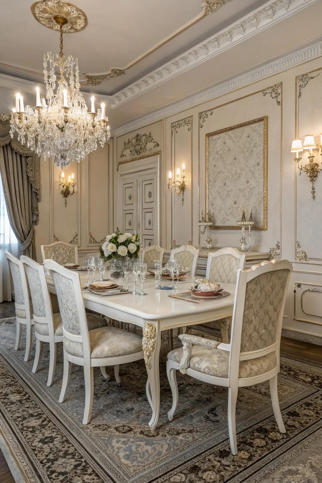 Antique white finish adds timeless beauty to your dining table.