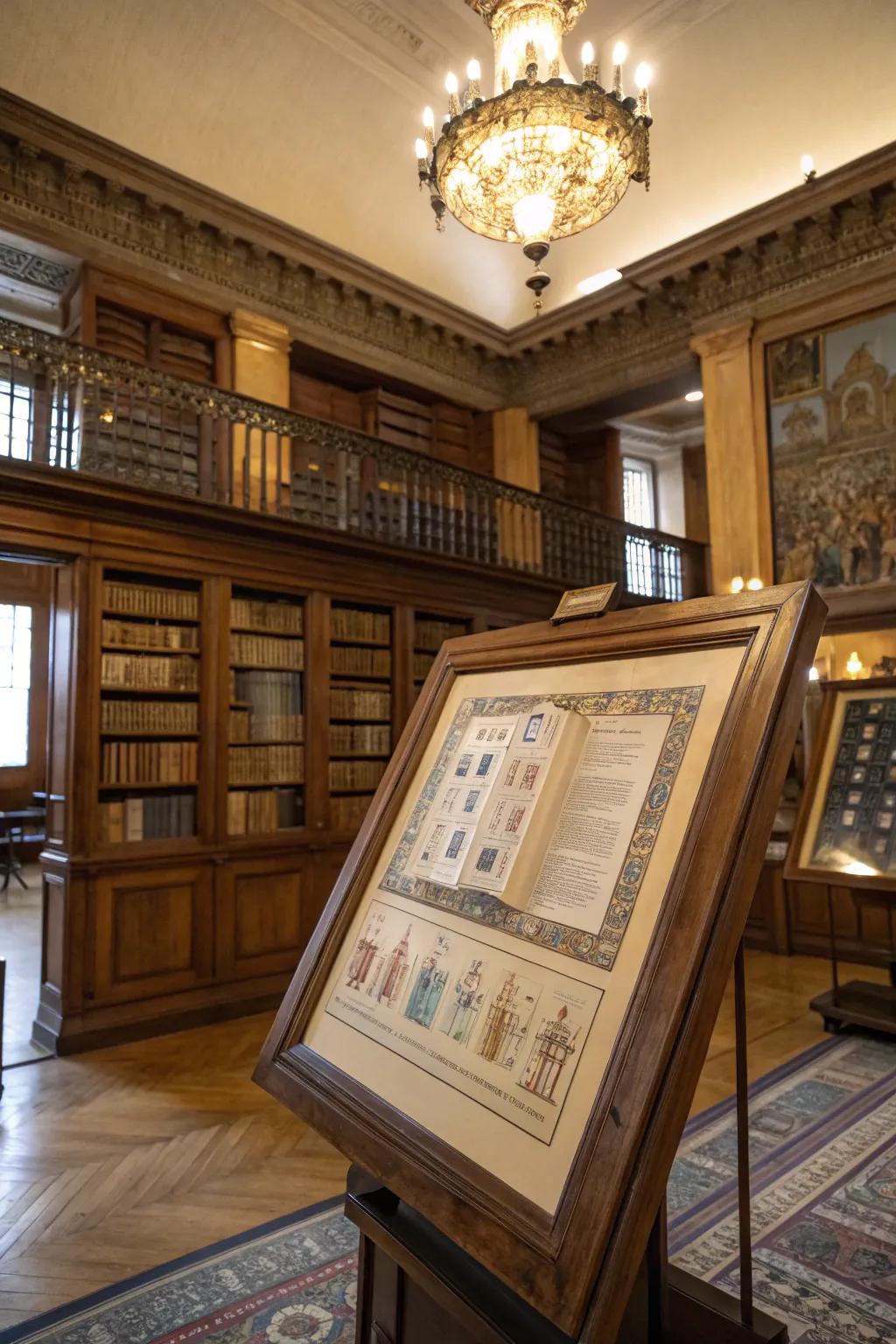 Historically themed frames accentuate the cultural theme of papyrus.