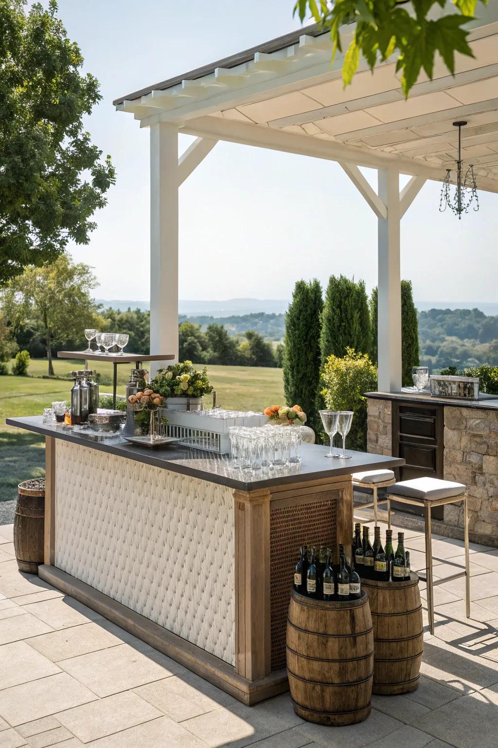 An inviting open-air bar is ideal for entertaining.