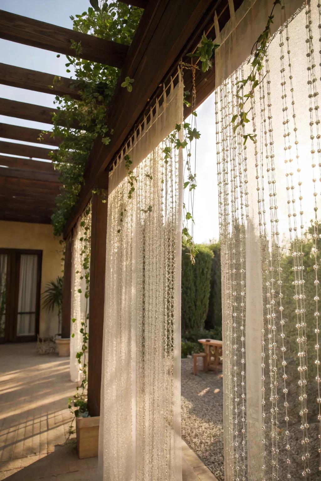 Pearl panels add texture and a bohemian element to your pergola.