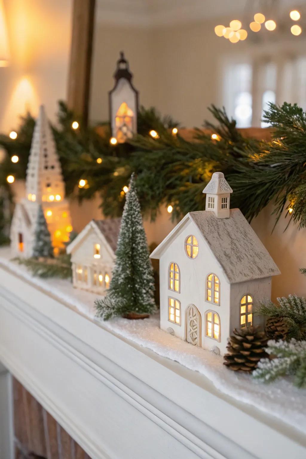 Construct a handcrafted Christmas hamlet for a nostalgic nuance to your aesthetic.