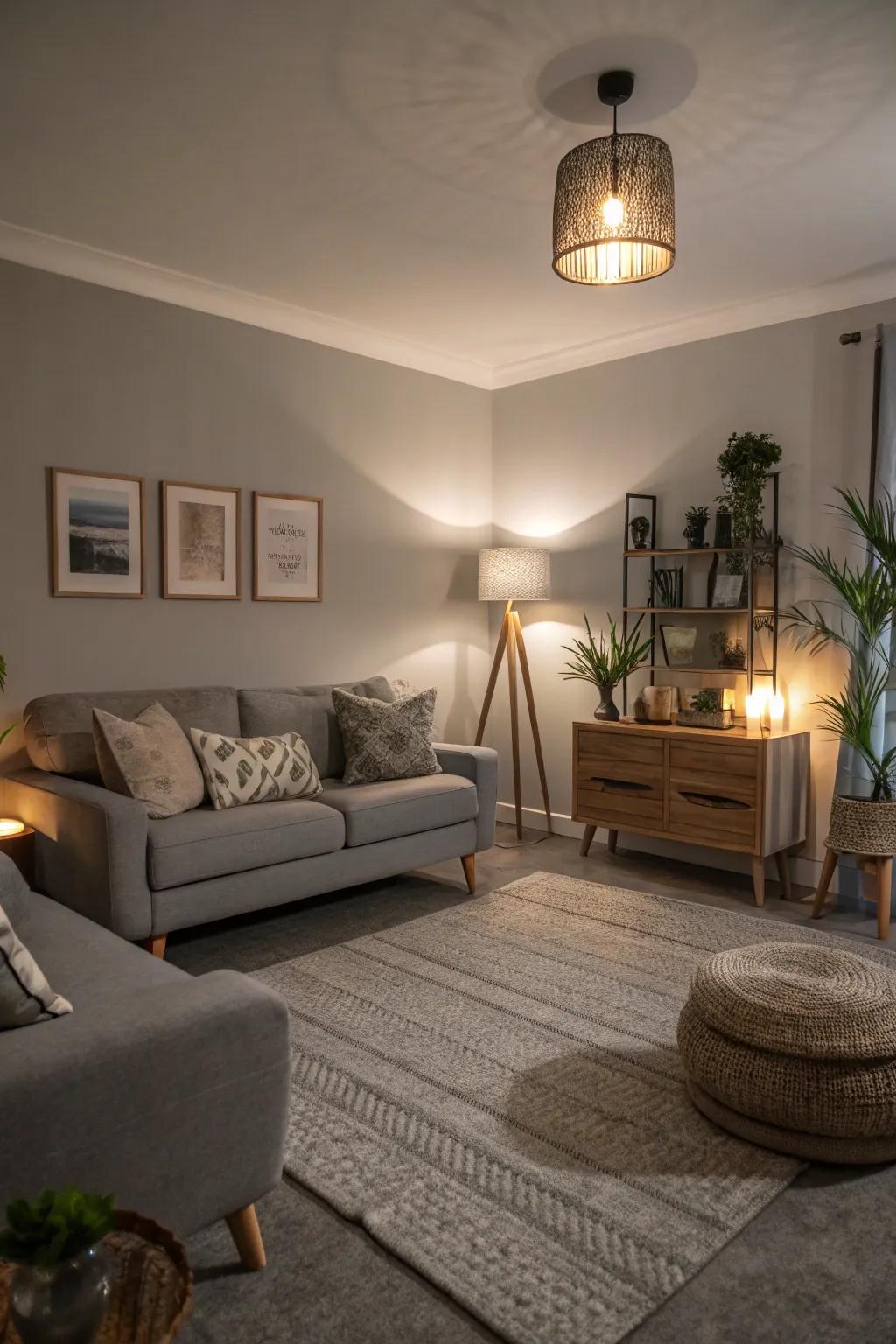 Experimenting with lighting to enhance grey spaces.