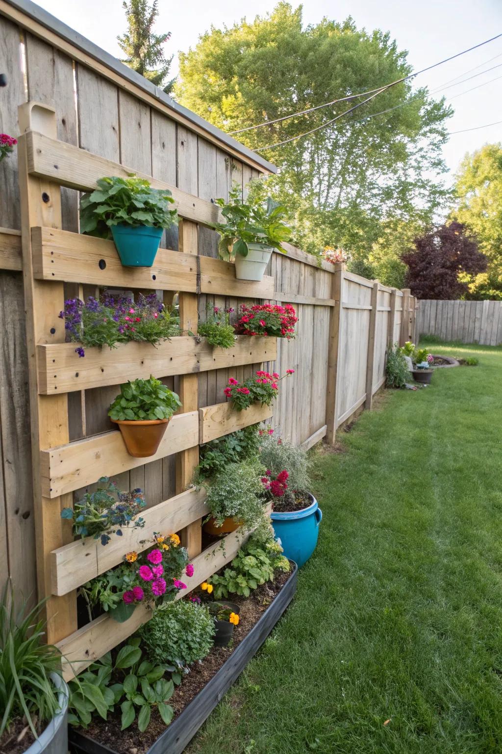 Eco-friendly pallet wall garden.