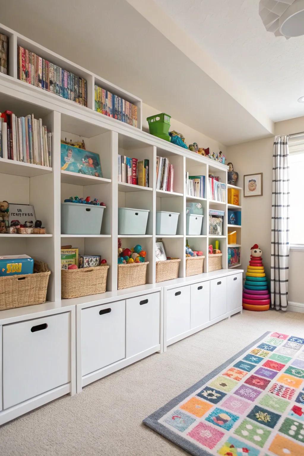 Accessibility is improved and space is saved using vertical storage options.