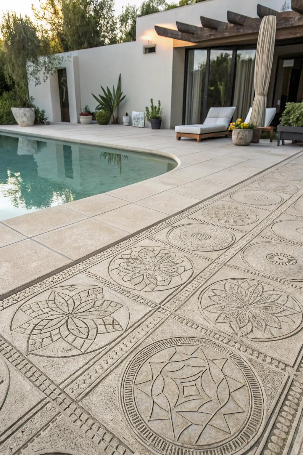 Textured finishes provide depth and character to your poolside.