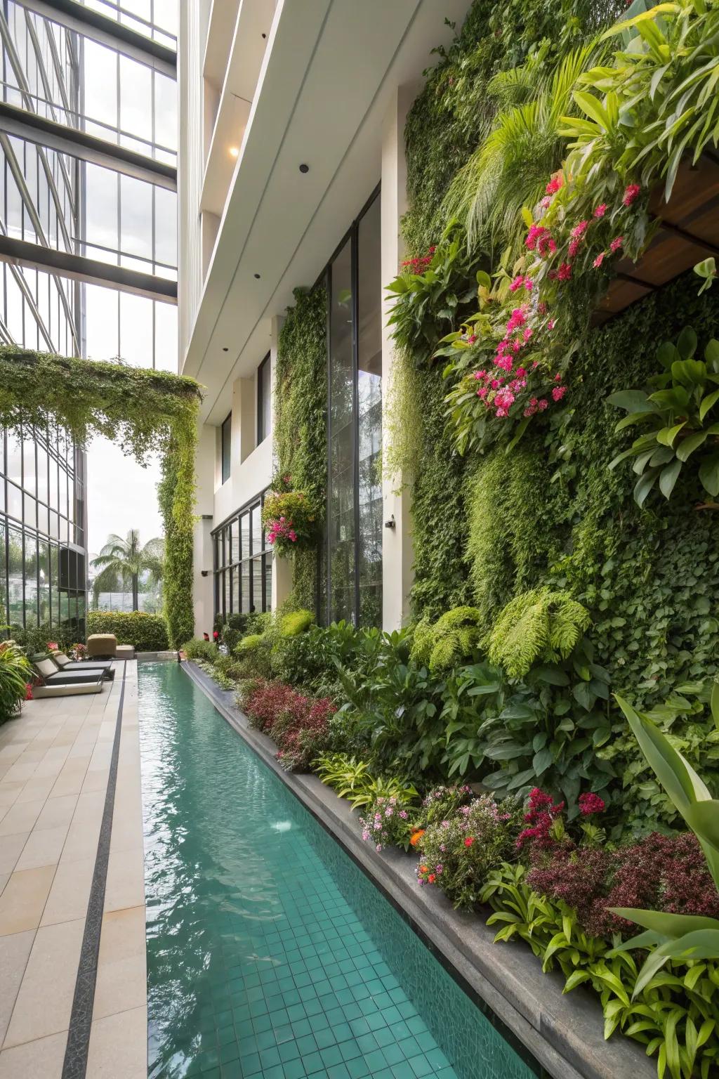 Upright gardens add lushness without occupying ground space.