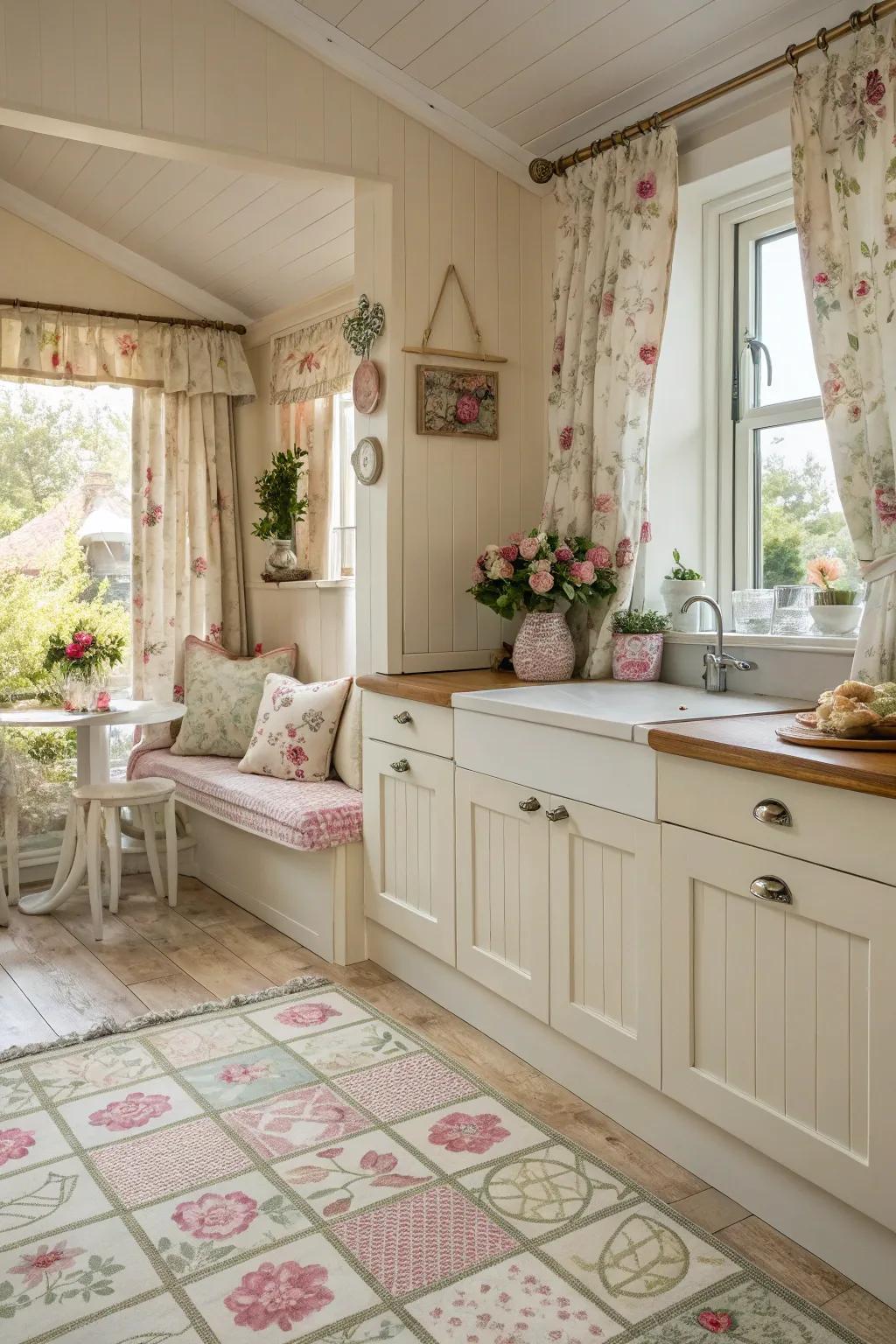 Lodge-style flooring establishes a snug and nostalgic atmosphere in kitchens.
