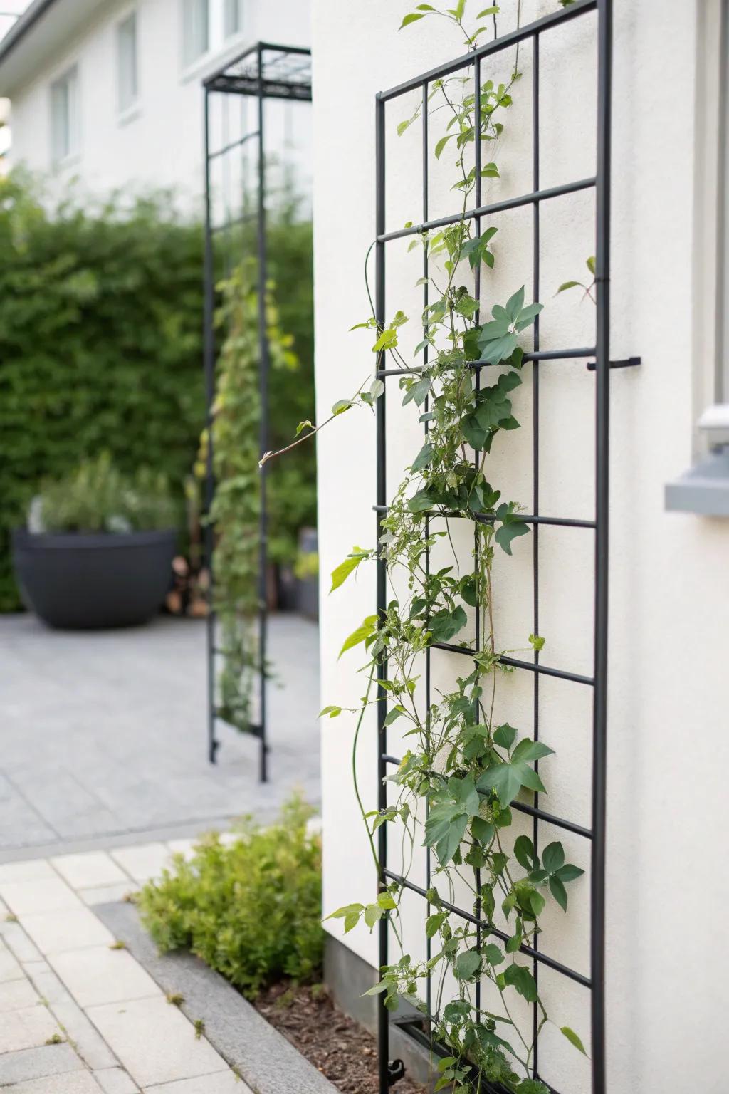Achieve modern solitude via a streamlined metal screen.