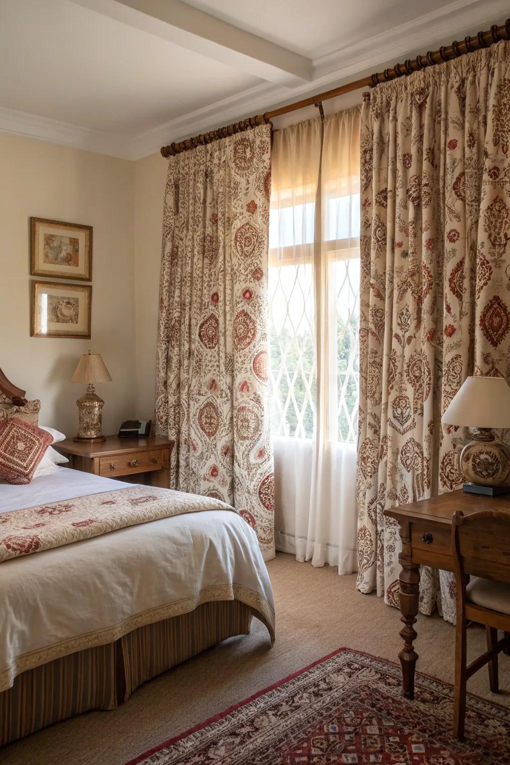 Designed curtains enhance room décor while ensuring privacy.