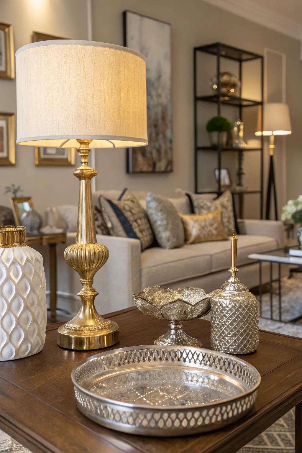 Metallic touches incorporate a hint of luxury.