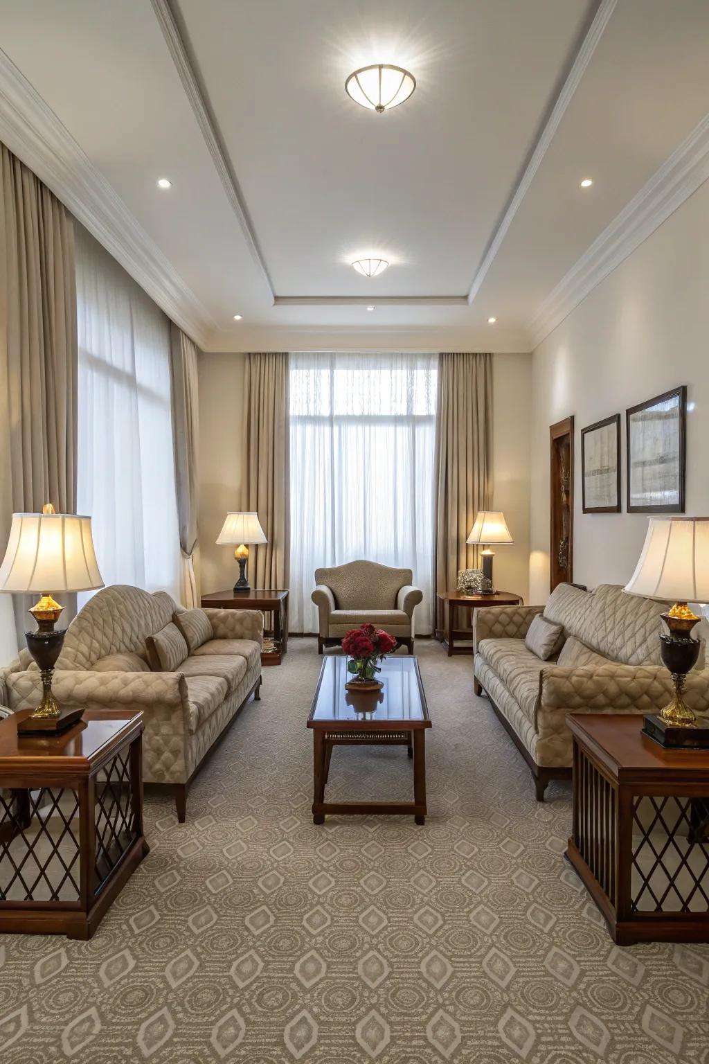 A balanced room showcasing symmetrical design elements.