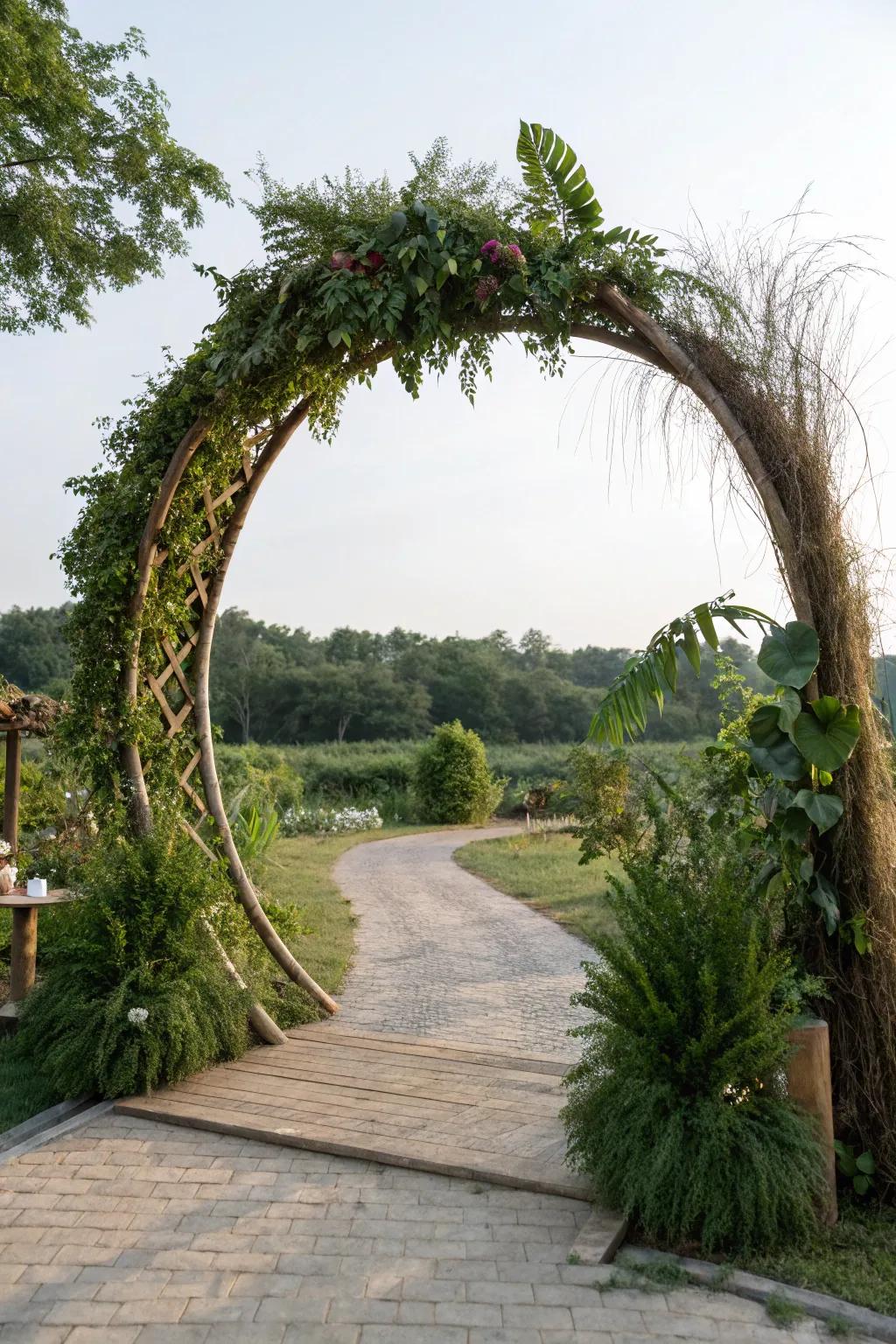 An eco-friendly arch, blending sustainability with natural beauty.