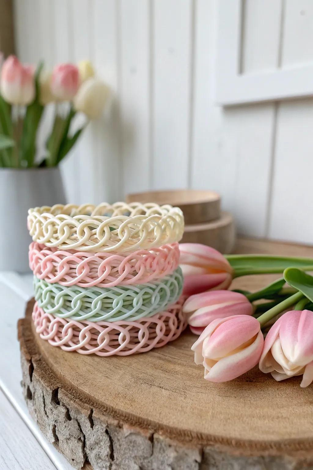 Catch the embodiment of spring with the enchanting Tulip Pinnacle wristband plan.