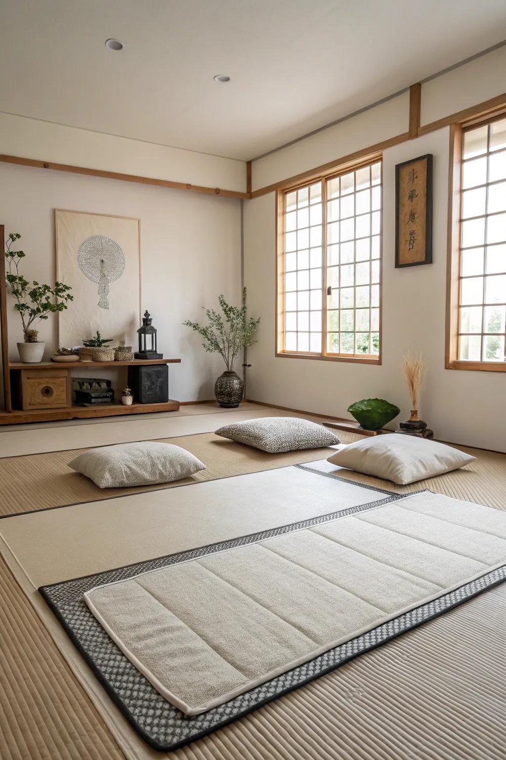 Minimalist floor coverings offer a serene and sophisticated aesthetic.