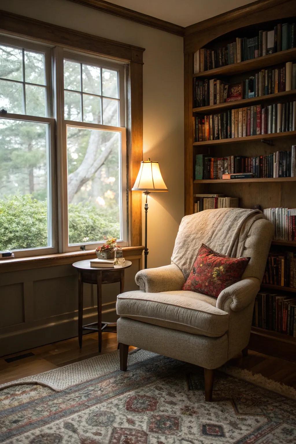 A comfortable reading corner is the perfect spot to relax and unwind.