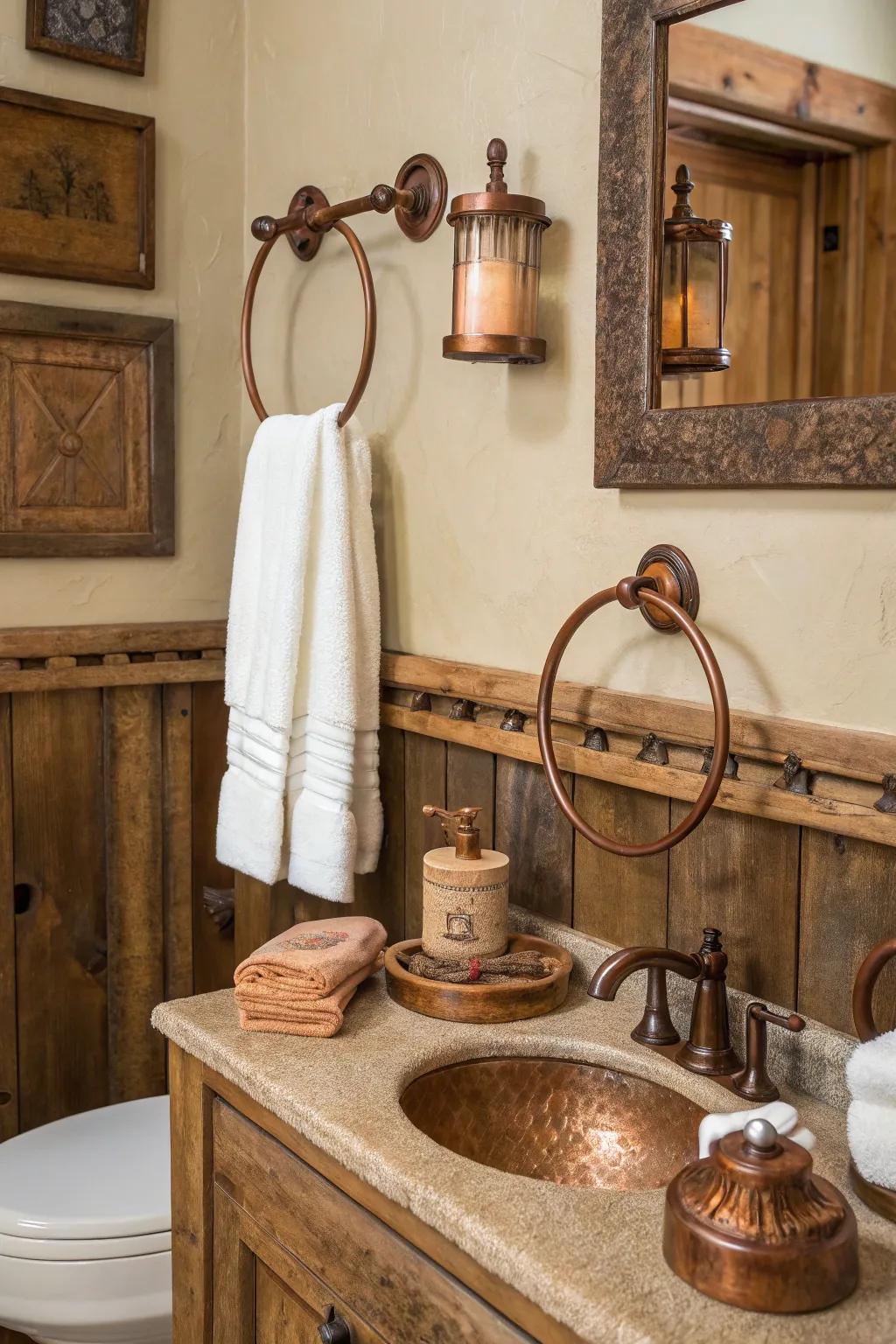 Antique copper accessories are a great way to add charm.