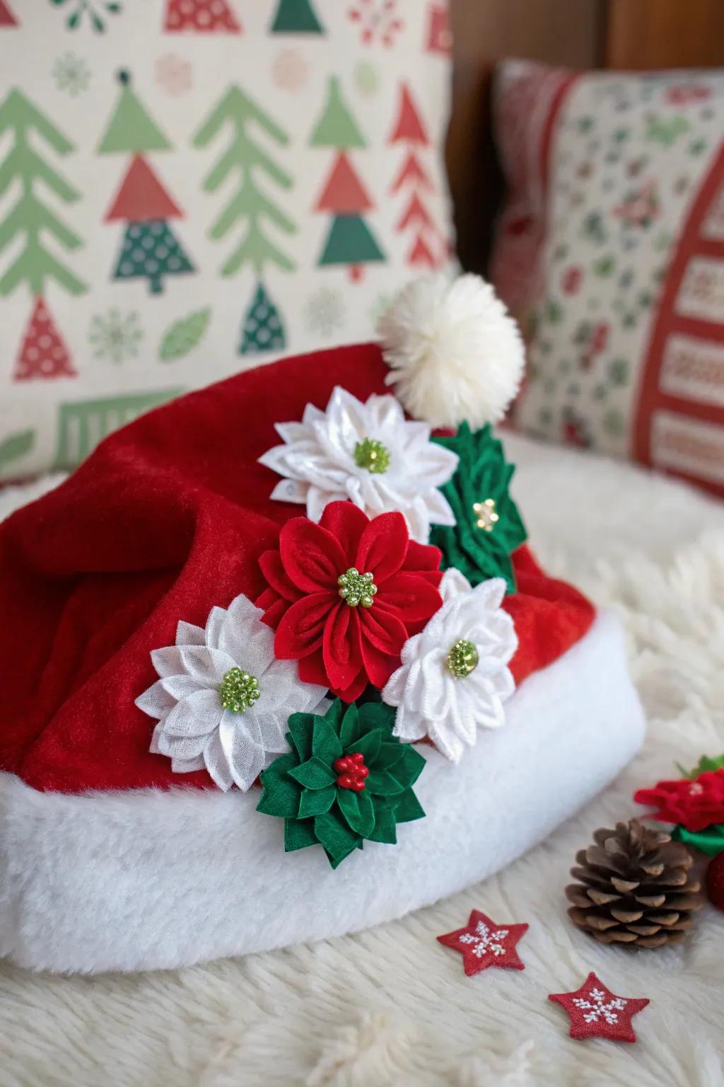 Incorporate delicacy and aesthetic appeal using festive textile blossoms.