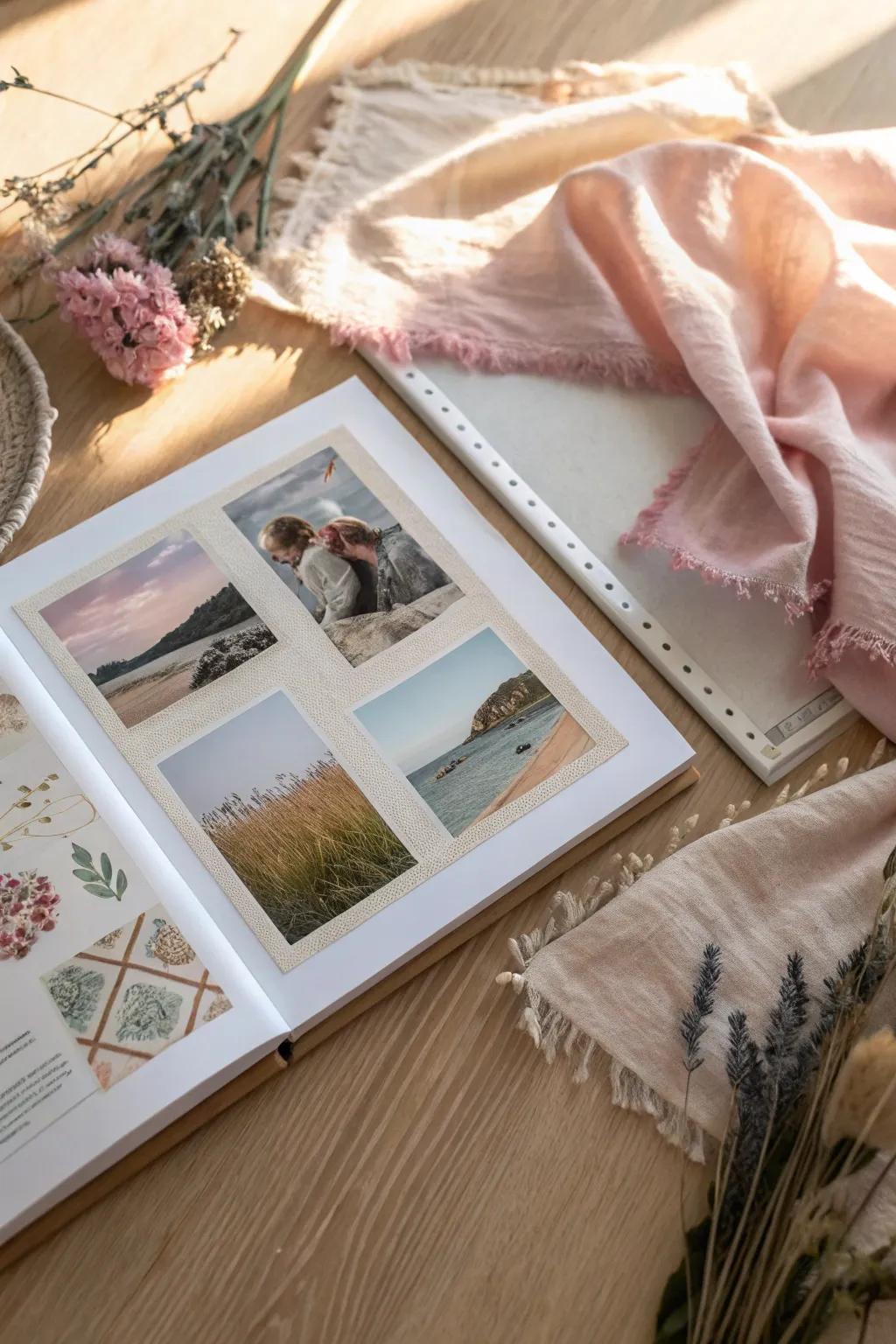 Upgrade your scrapbook with a touch of fabric sophistication. 🌿✨