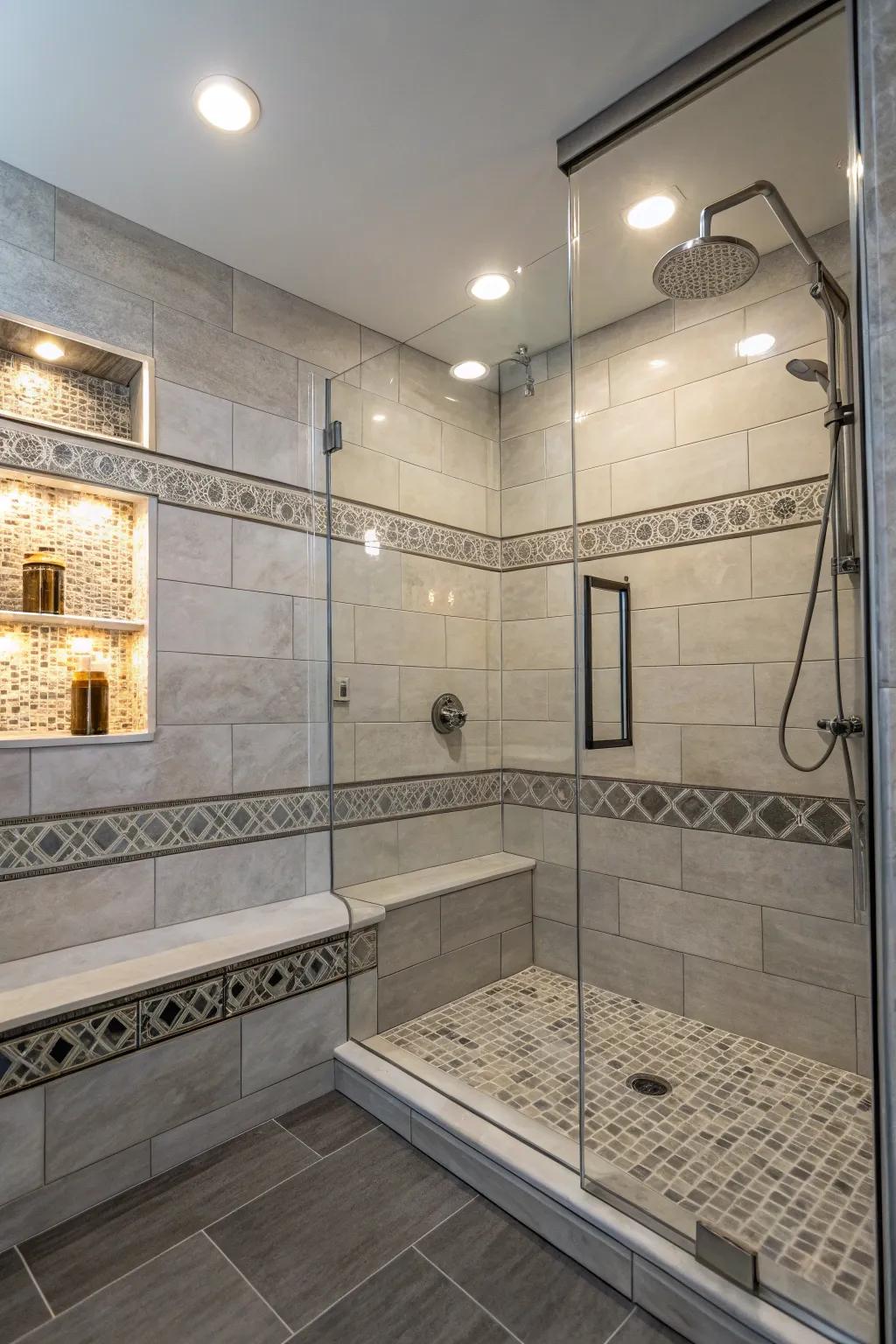 Accent illumination highlights beautiful features within your shower.