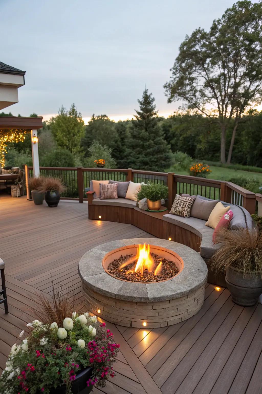 A brazier incorporates warmth and renders your deck a year-round getaway.