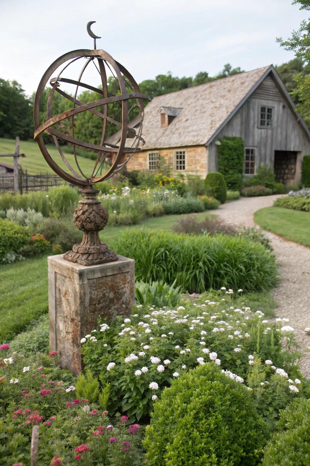 Metal artistry introducing a modern twist to the landscape.