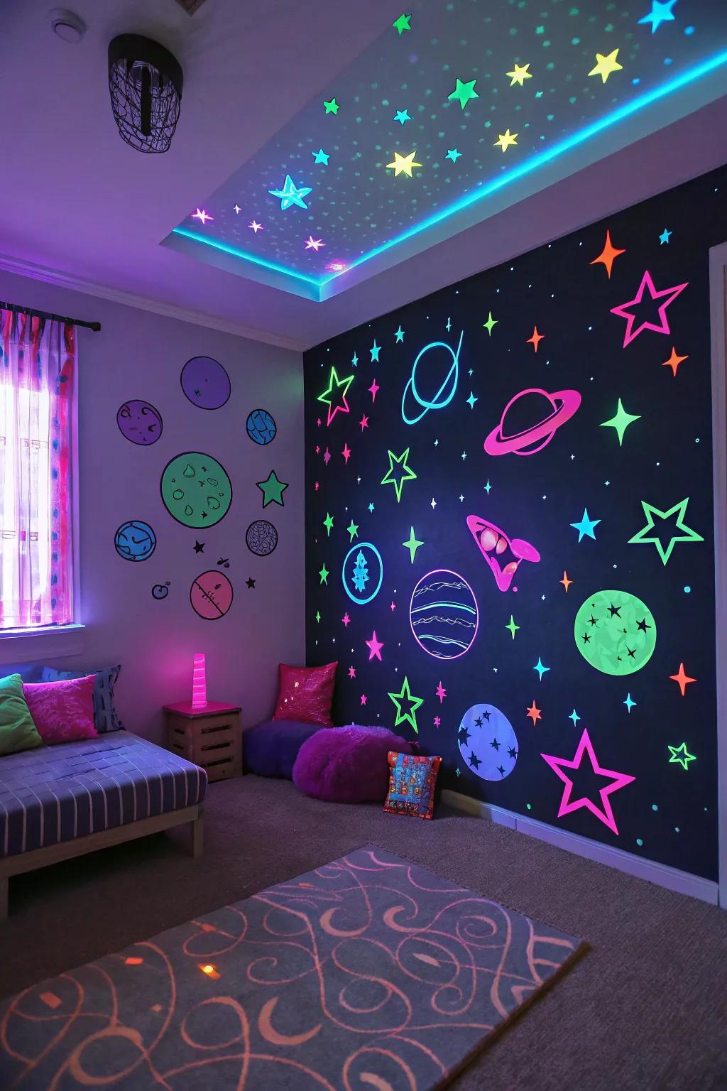 Light up the evening with a dazzling Luminous Night sleepover theme.