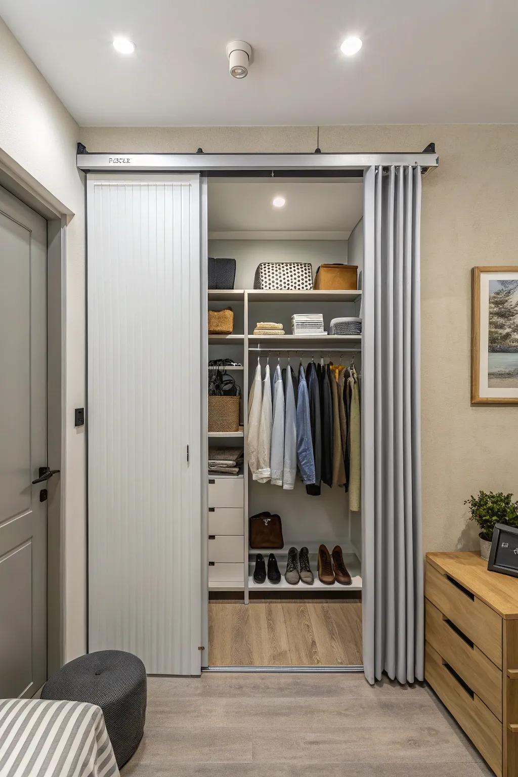 Accordion doors offer flexibility and simplicity for expansive spaces.